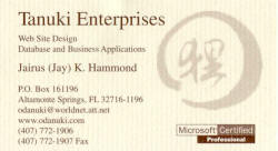 Tanuki Enterprises name card with Japanese Calligraphy by Eri Takase