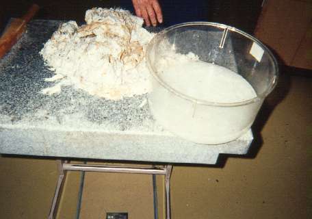 Testing the beaten kozo in water