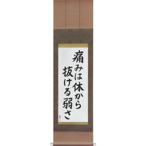 Japanese Scroll of Pain is Weakness Leaving the Body (itami wa karada kara nukeru yowasa) — Calligraphy by Eri Takase