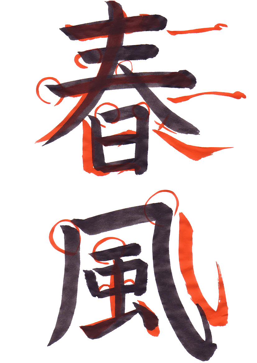 The student’s character with Eri’s corrections in red
