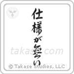 It Can't Be Helped (仕様が無い) in Semi-Cursive style Japanese calligraphy by Eri Takase