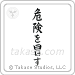 Take Risks (危険を冒す) in Block style Japanese calligraphy by Eri Takase
