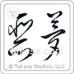 Nightmare (悪夢) in Cursive style Japanese calligraphy by Eri Takase