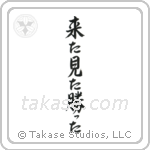 I came, I saw, I conquered (来た見た勝った) in Semi-Cursive style Japanese calligraphy by Eri Takase