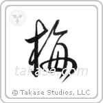 Plum Blossom (梅) in Design style Japanese calligraphy by Eri Takase