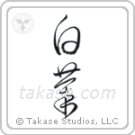 White Chrysanthemum (白菊) in Cursive style Japanese calligraphy by Eri Takase