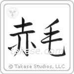 Redhead (赤毛) in Semi-Cursive style Japanese calligraphy by Eri Takase
